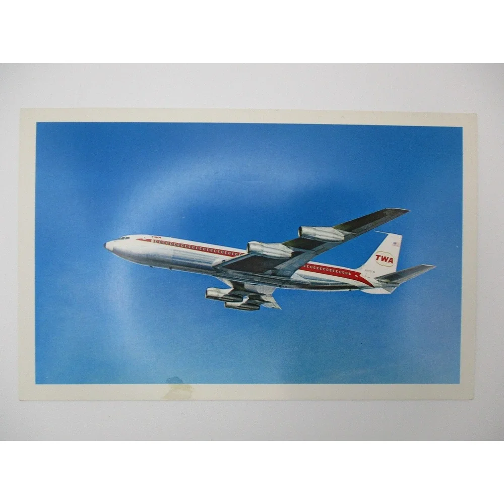 Vintage‎ TWA StarStream Airplane Postcard Trans World Airlines Aviation Jet View